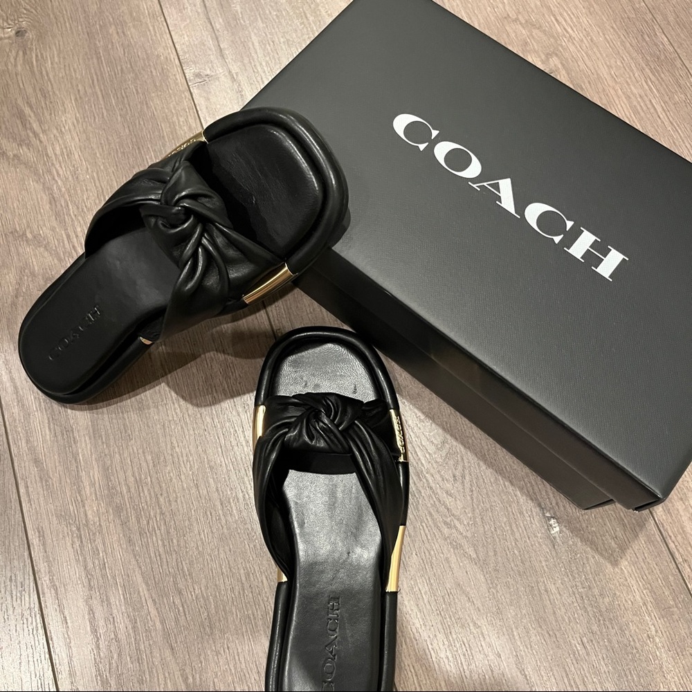 COACH Brooklyn Leather Black Sandal